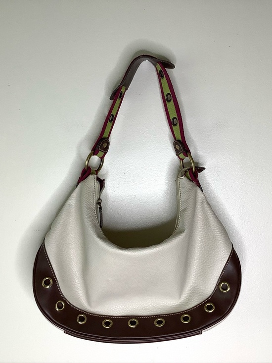 Tommy Hilfiger Handbags - < Vintage 90’s Tommy Hilfiger White/Brown Grommet Detail Shoulder >